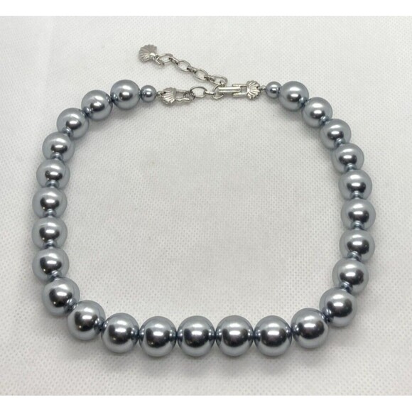 Vintage Richelieu Signed 14mm Blue Faux Pearl Single Strand 16'' - 18'' Necklace - Picture 1 of 8